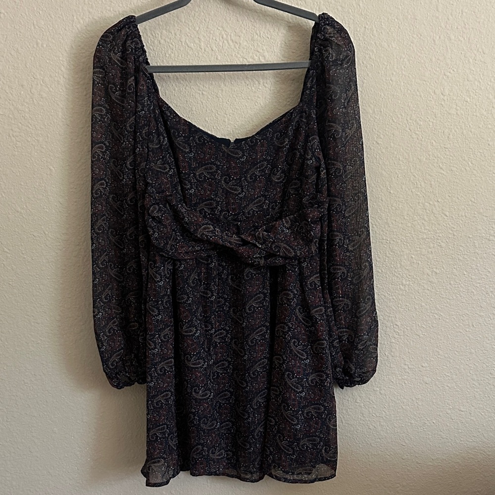 Chic Long Sleeve Paisley Dress O.P.T